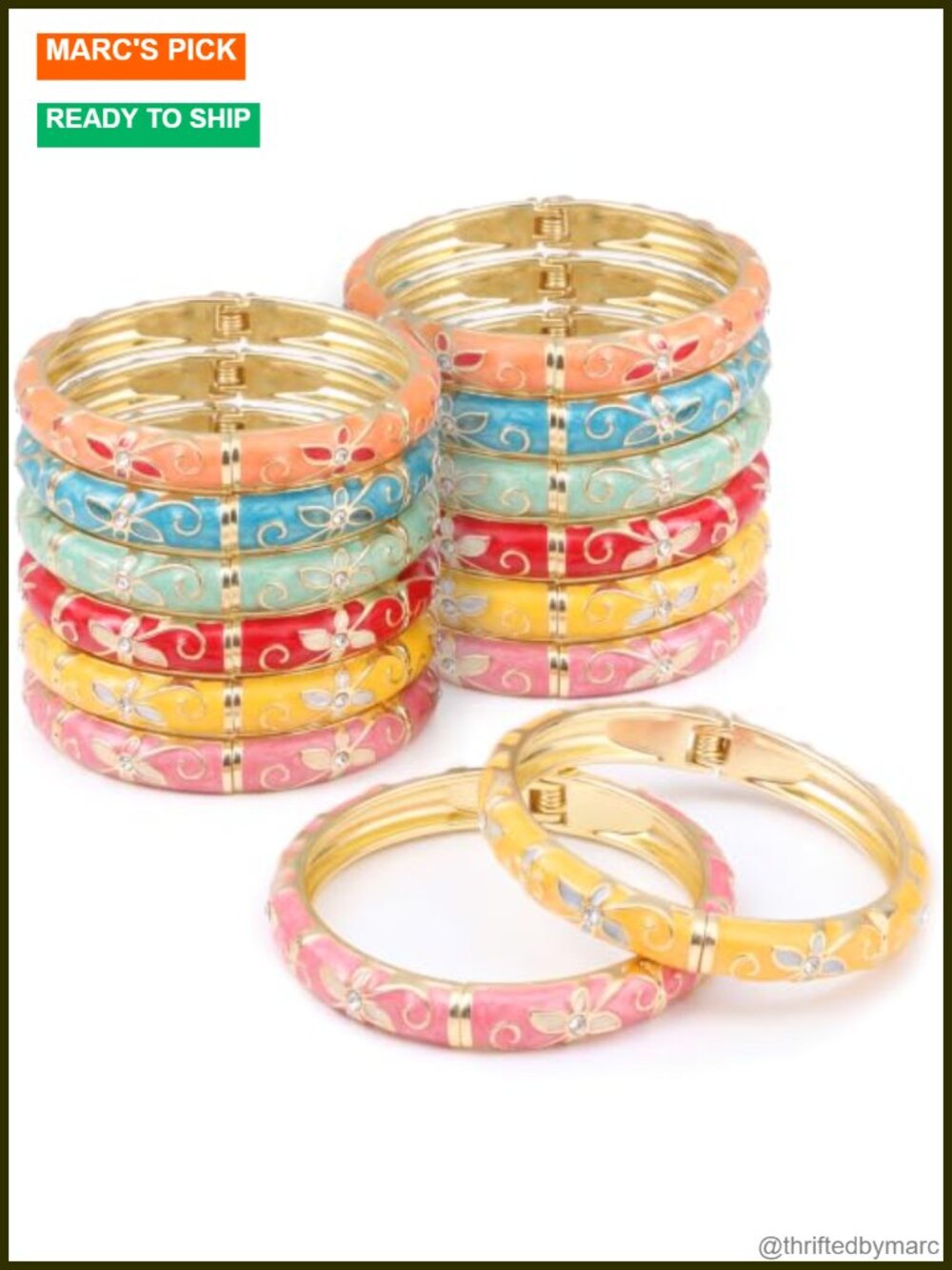12 Pack Indian Meenakari Enamel Bangles Zinc Alloy Stackable Wedding Gift